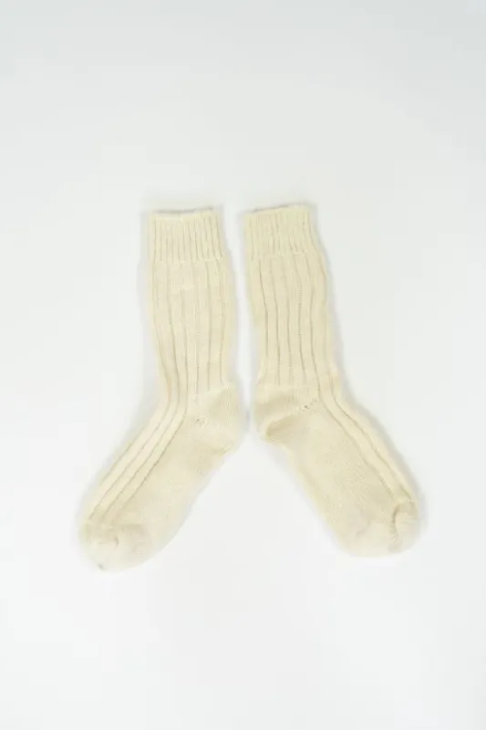 Thick Wool Socks in Cream White sold by Stable of Ireland