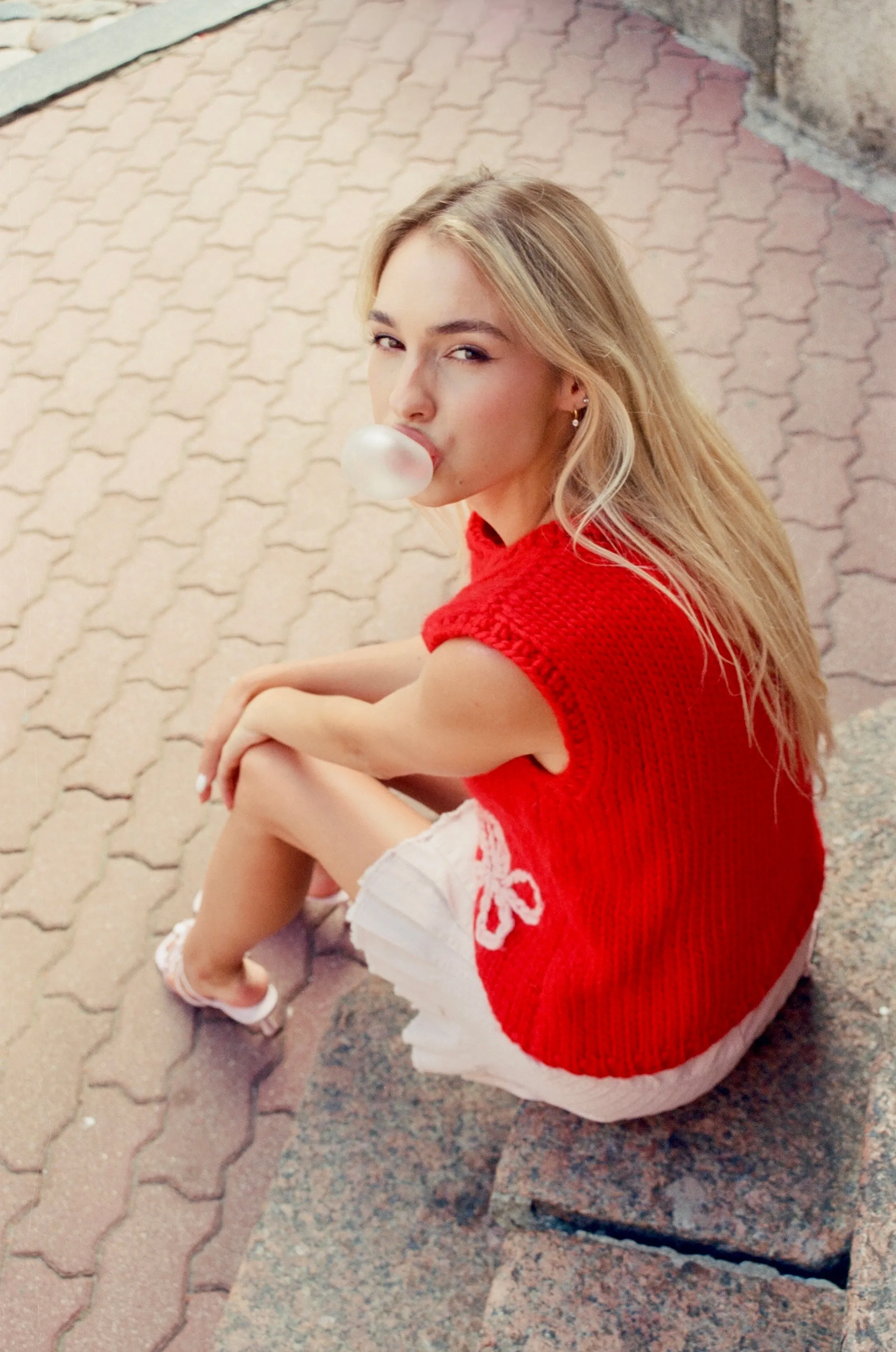 Red Floral Sweater Vest sold by Hope Macaulay product image thumbnail 3