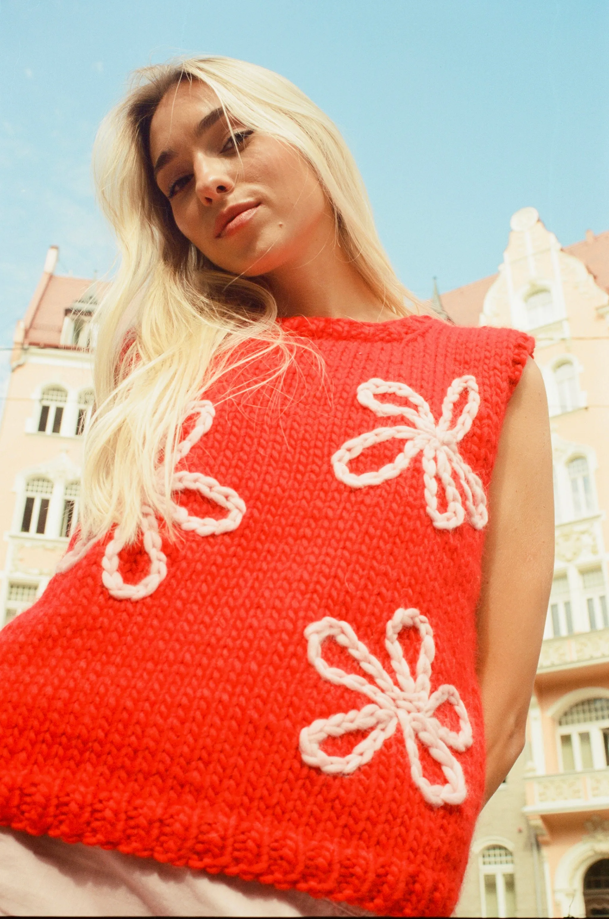 Red Floral Sweater Vest sold by Hope Macaulay product image thumbnail 2