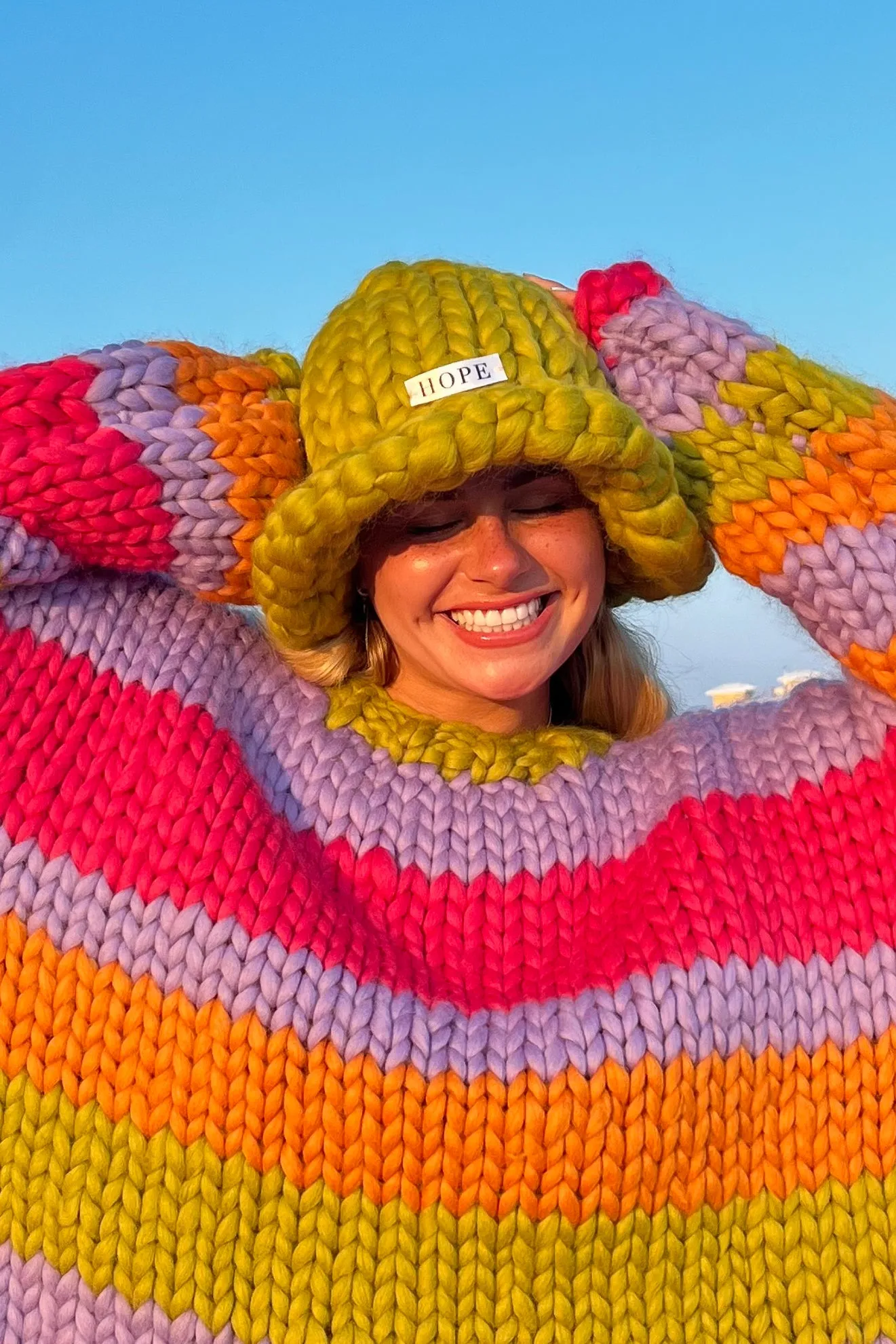 Green Colossal Knit Mushroom Hat sold by Hope Macaulay