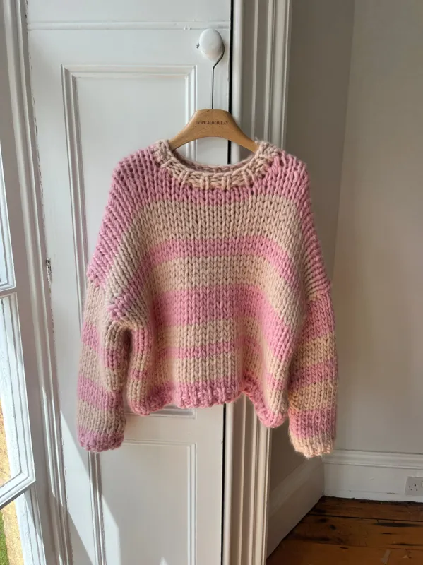 Pink and Cream Chunky Knit Sweater (Sample) sold by Hope Macaulay