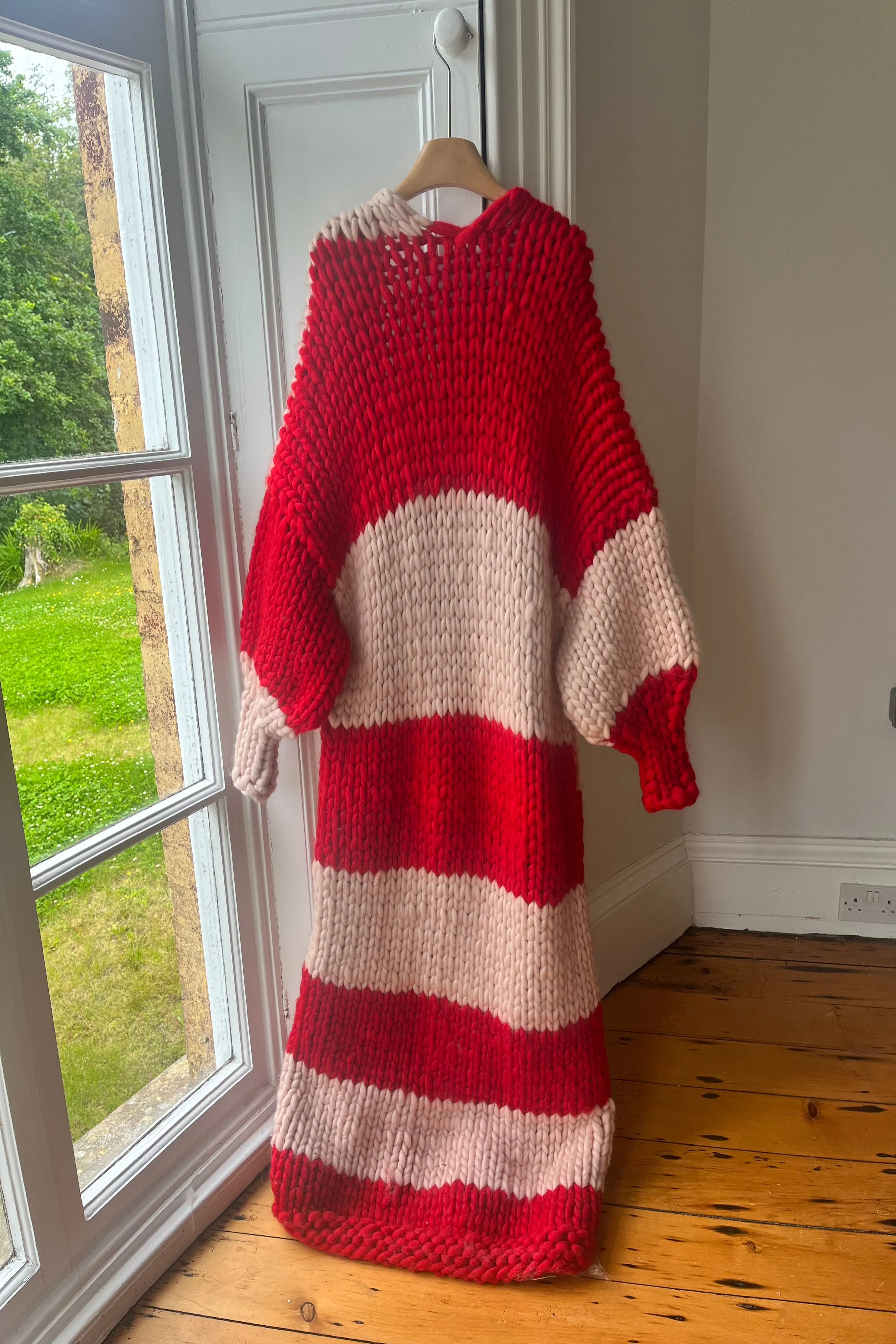 1of1 Red and Cream Chunky Knit Maxi Cardigan M/L (Sample) sold by Hope Macaulay product image thumbnail 2