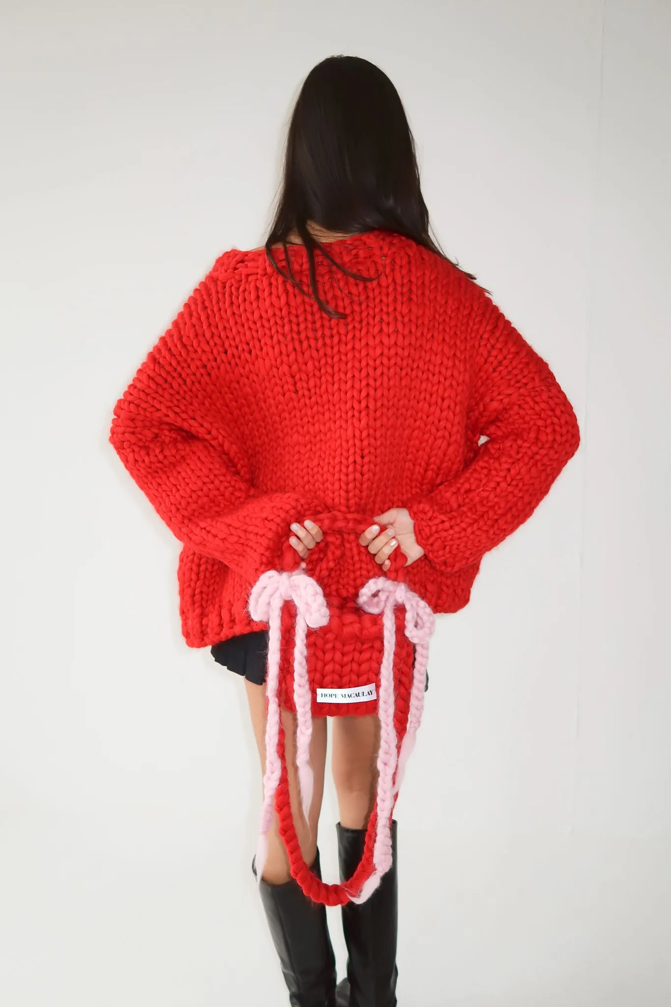 Red Chunky Bow Knit Sweater sold by Hope Macaulay product image thumbnail 5