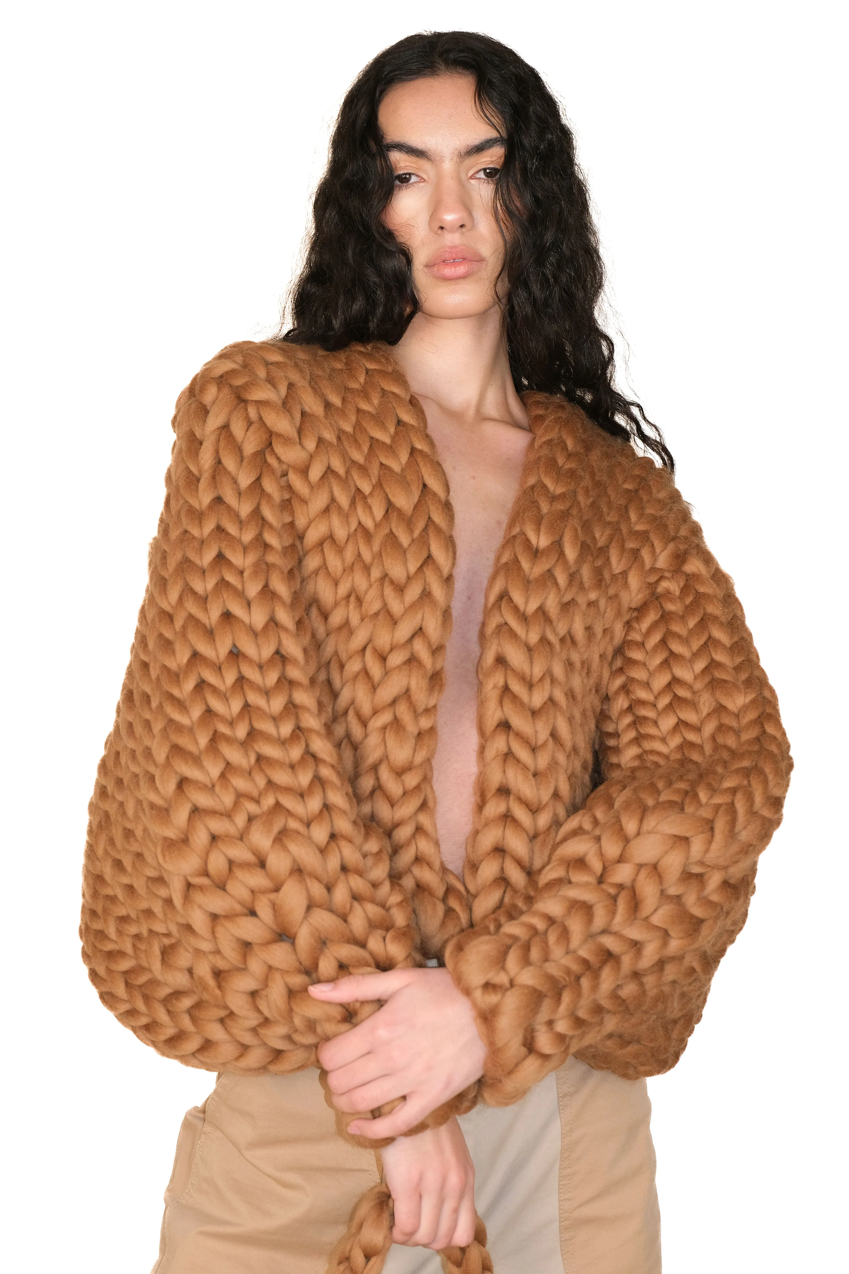 Chocolate Colossal Knit Cardigan sold by Hope Macaulay product image thumbnail 3