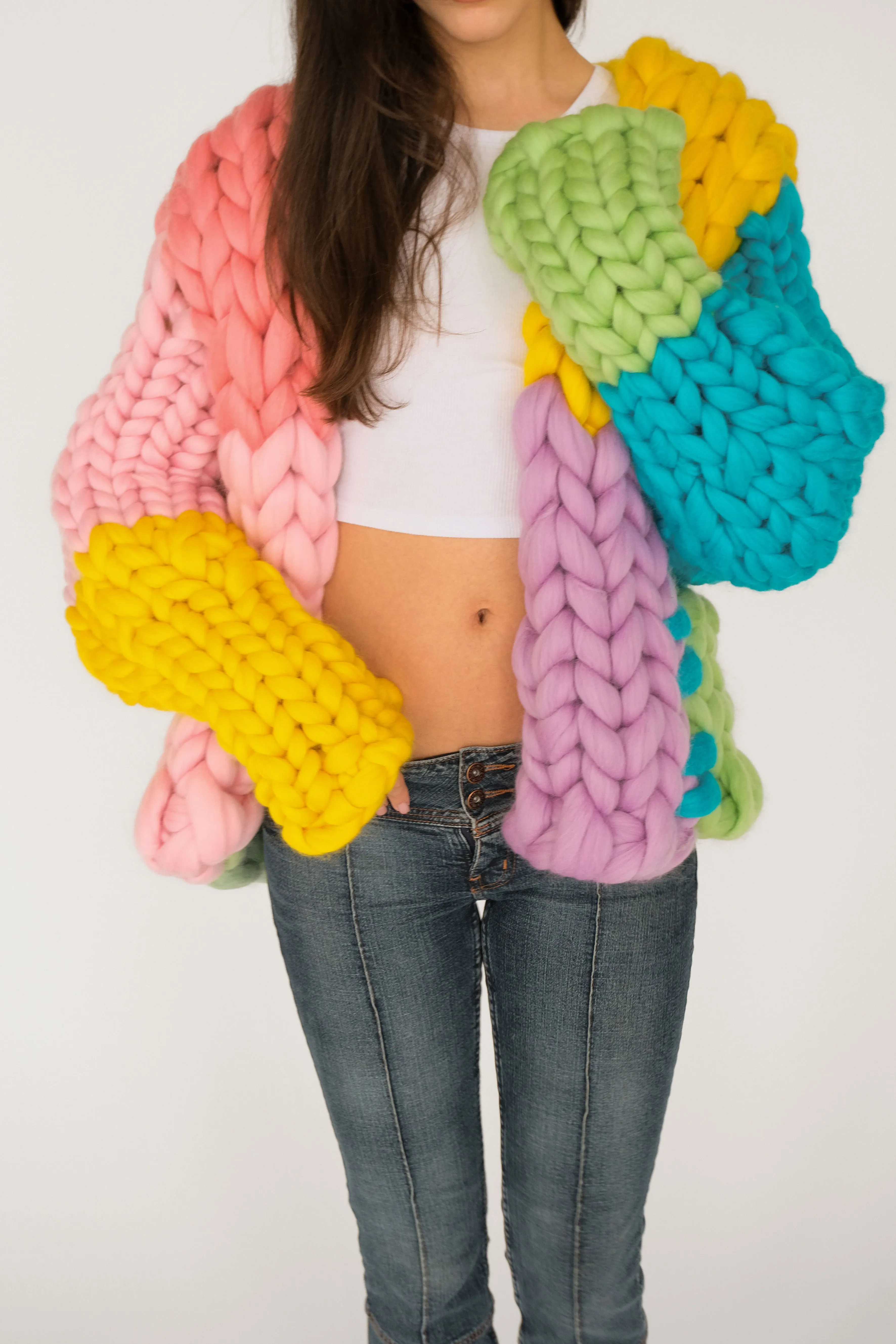 ジャケット・アウター HOPE MACAULAY Hope Macaulay The Colorful Colossal Knit Jacket in Multi
