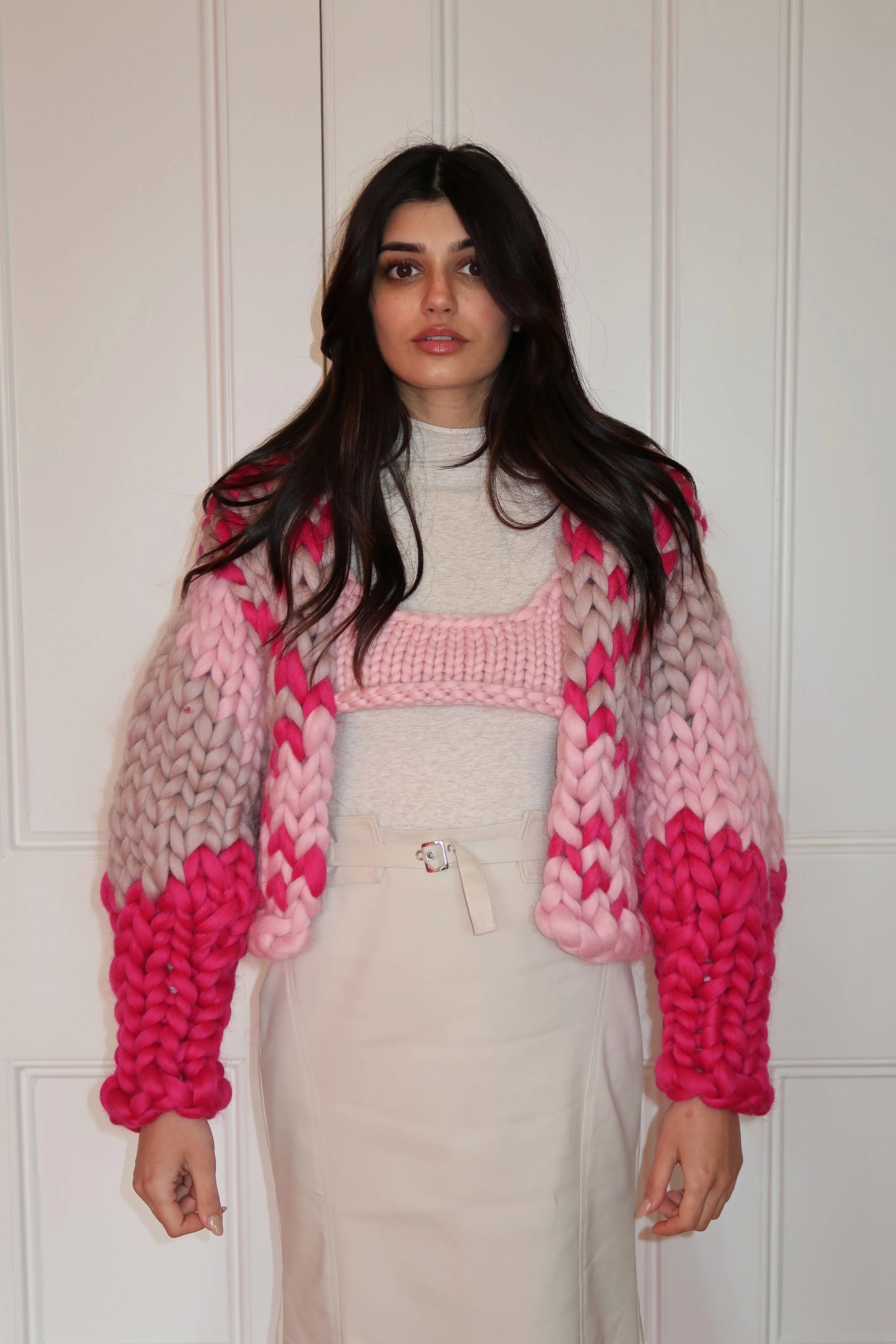 1of1 Pink Fairisle Colossal Knit Jacket S/M (Sample) sold by Hope Macaulay product image thumbnail 5