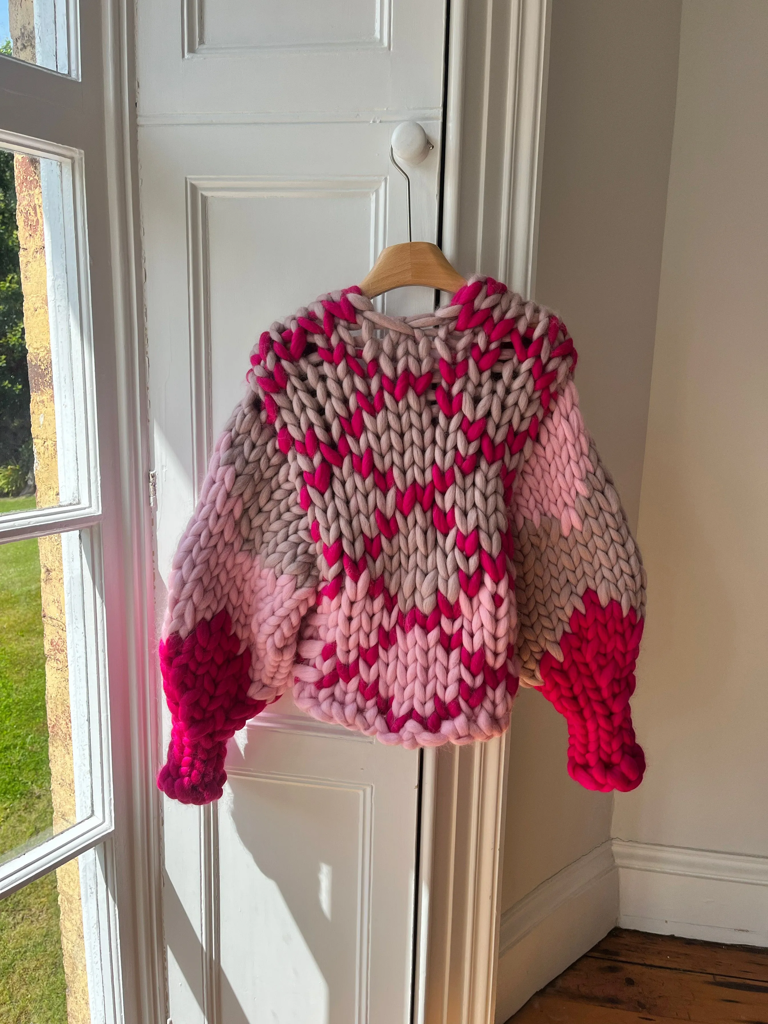 1of1 Pink Fairisle Colossal Knit Jacket S/M (Sample) sold by Hope Macaulay product image thumbnail 2