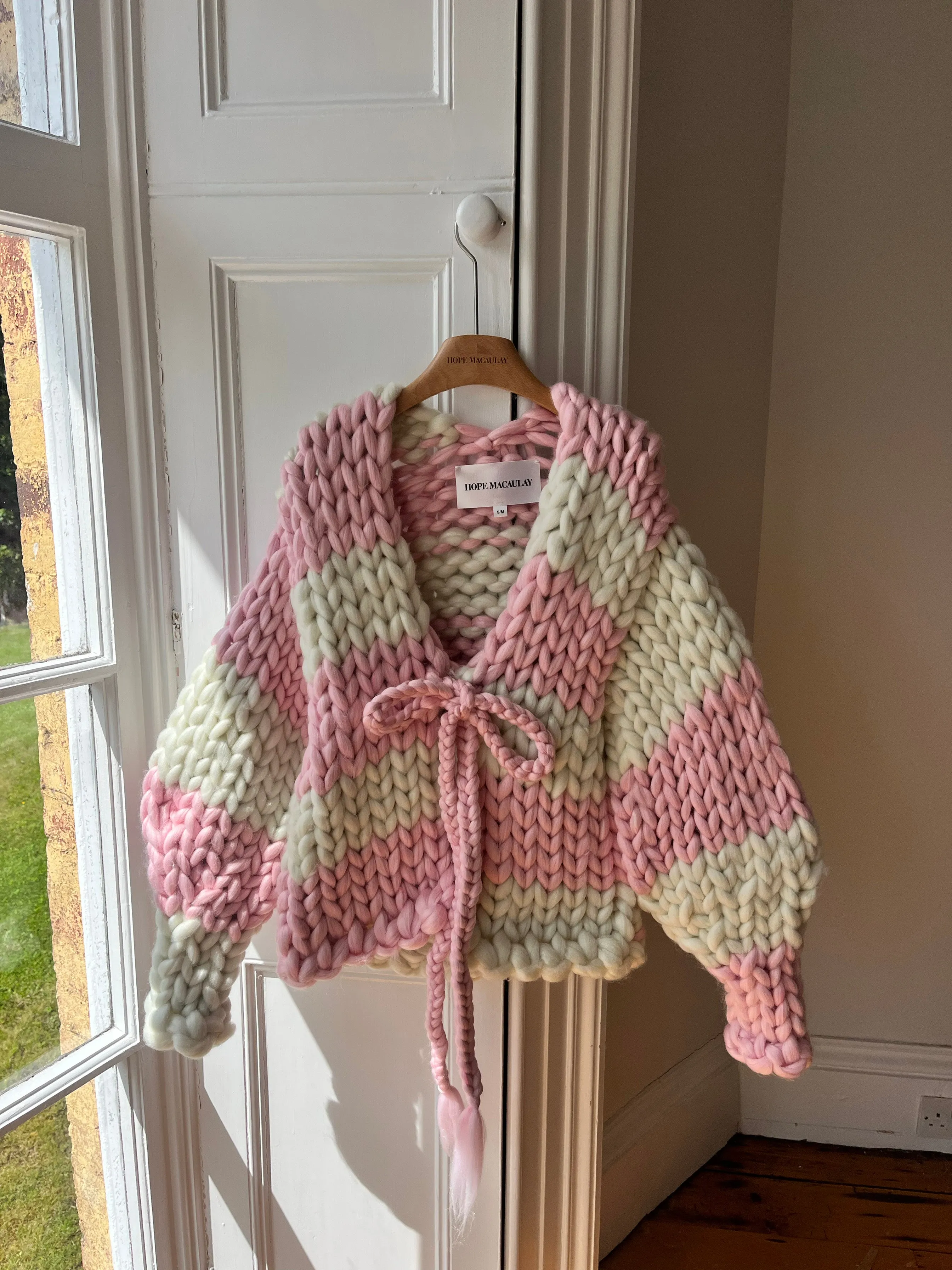 1of2 Pink and Cream Colossal Knit Cardigan (Sample) sold by Hope Macaulay