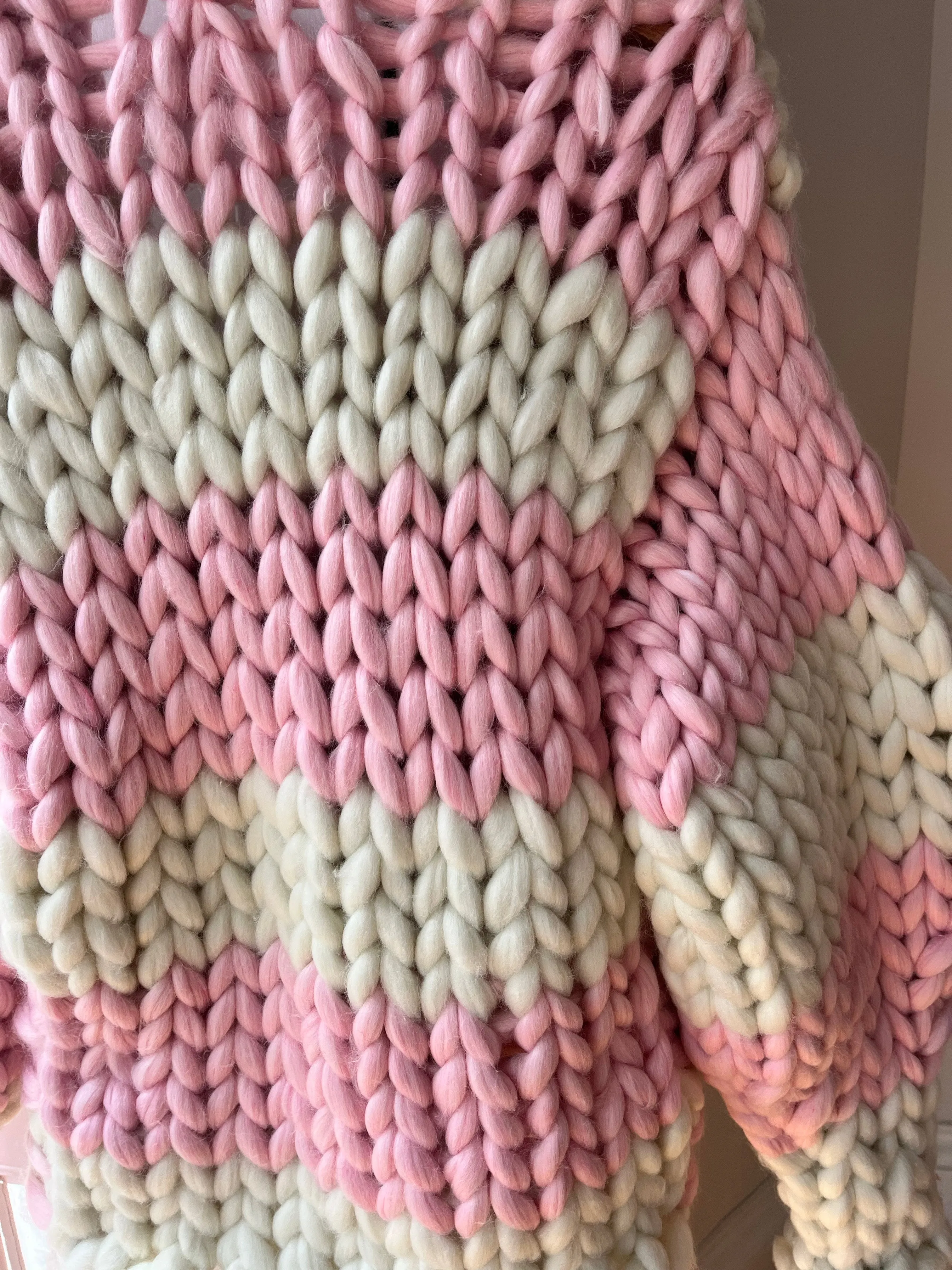 1of2 Pink and Cream Colossal Knit Cardigan (Sample) sold by Hope Macaulay product image thumbnail 4