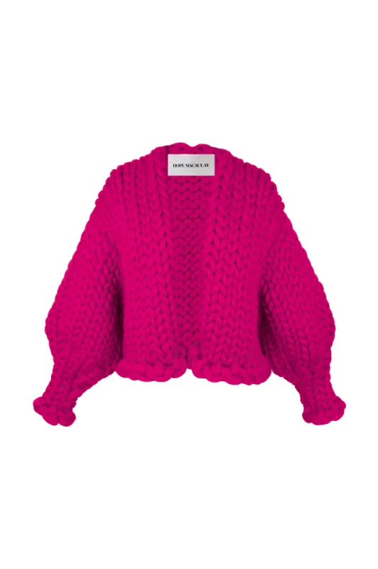 Raspberry Colossal Knit Cardigan sold by Hope Macaulay