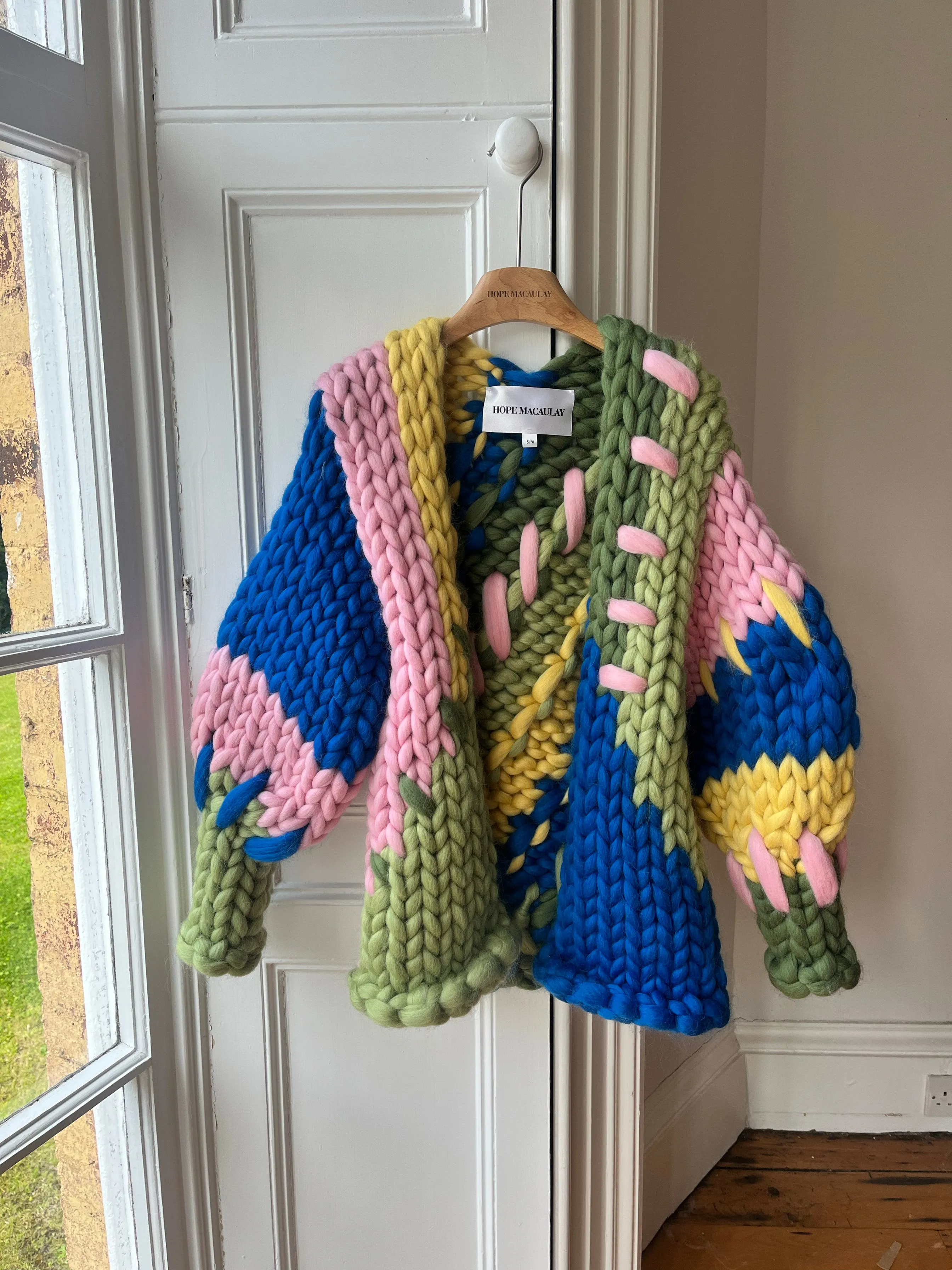 1of1 Blue, Green and Yellow Colossal Knit Midi Cardigan S/M (Sample) sold by Hope Macaulay