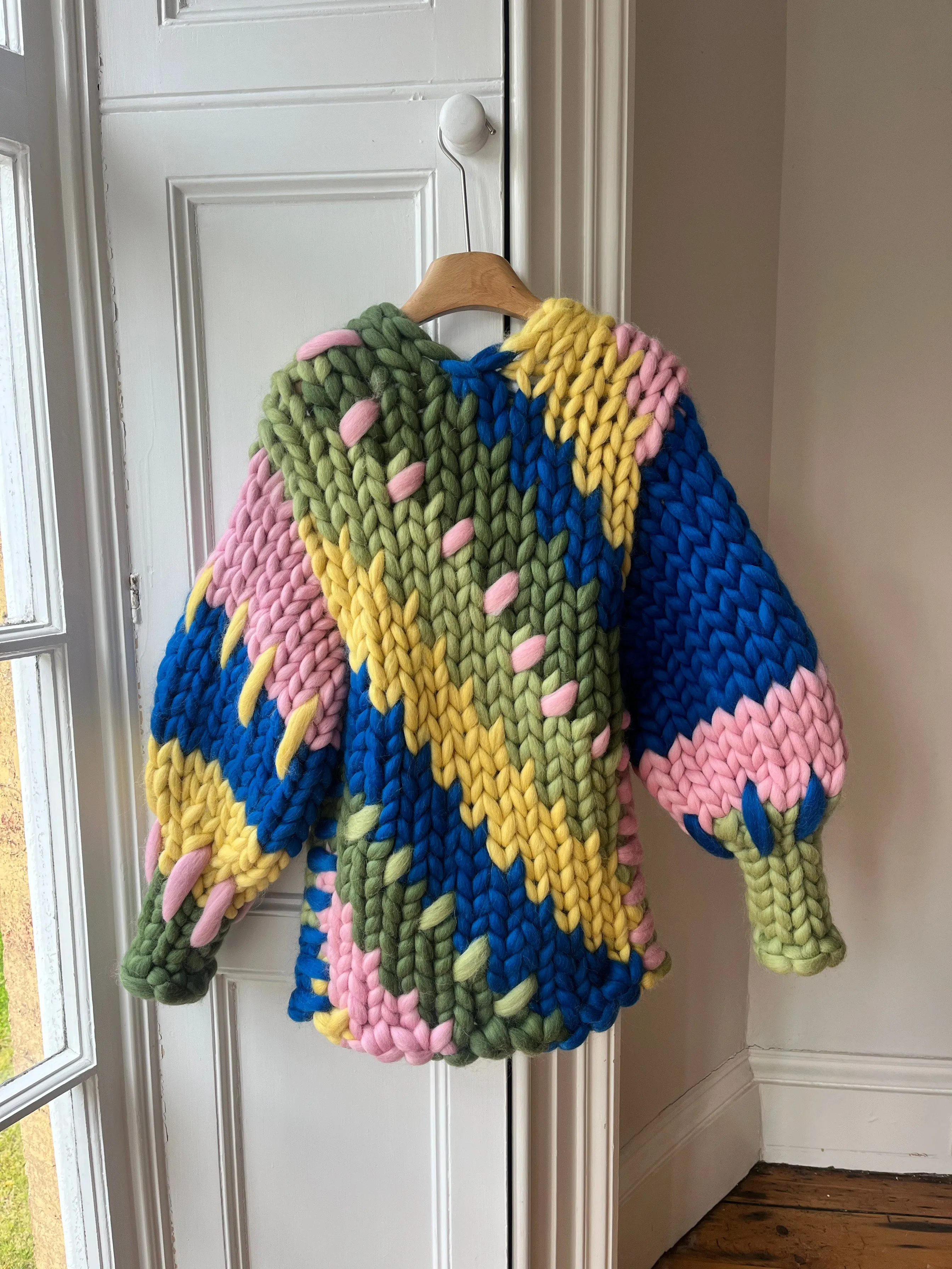 1of1 Blue, Green and Yellow Colossal Knit Midi Cardigan S/M (Sample) sold by Hope Macaulay product image thumbnail 2