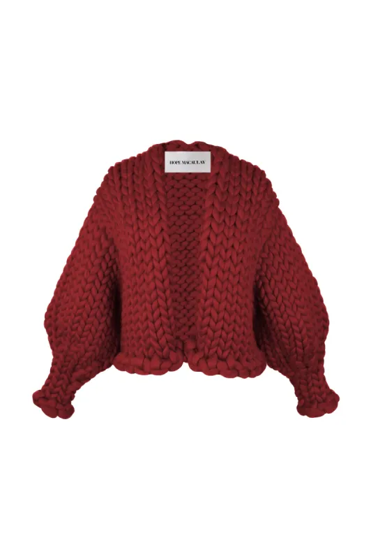 Burgundy Colossal Knit Cardigan sold by Hope Macaulay