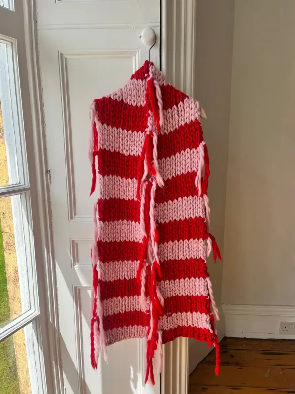 Red and Pink Chunky Knit Scarf (Sample) sold by Hope Macaulay