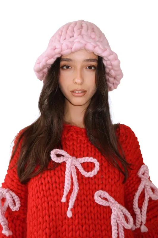 Pink Colossal Knit Mushroom Hat sold by Hope Macaulay