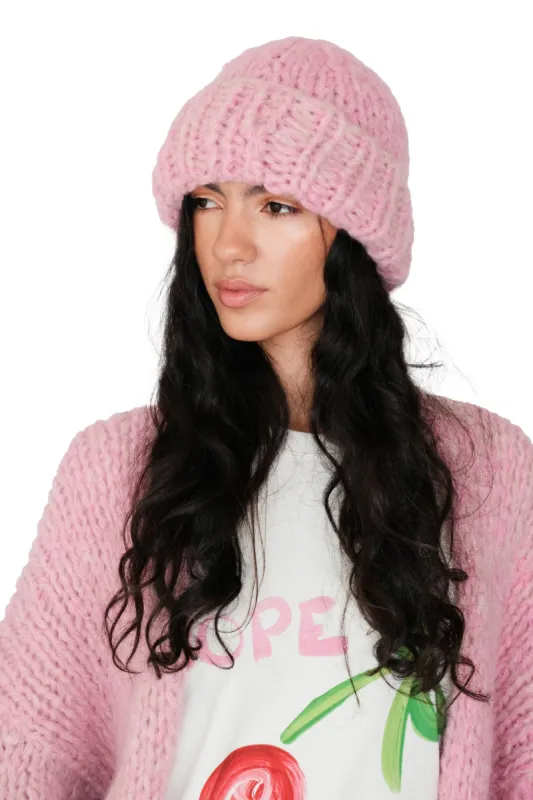Pink Fluffy Knit Beanie Hat sold by Hope Macaulay
