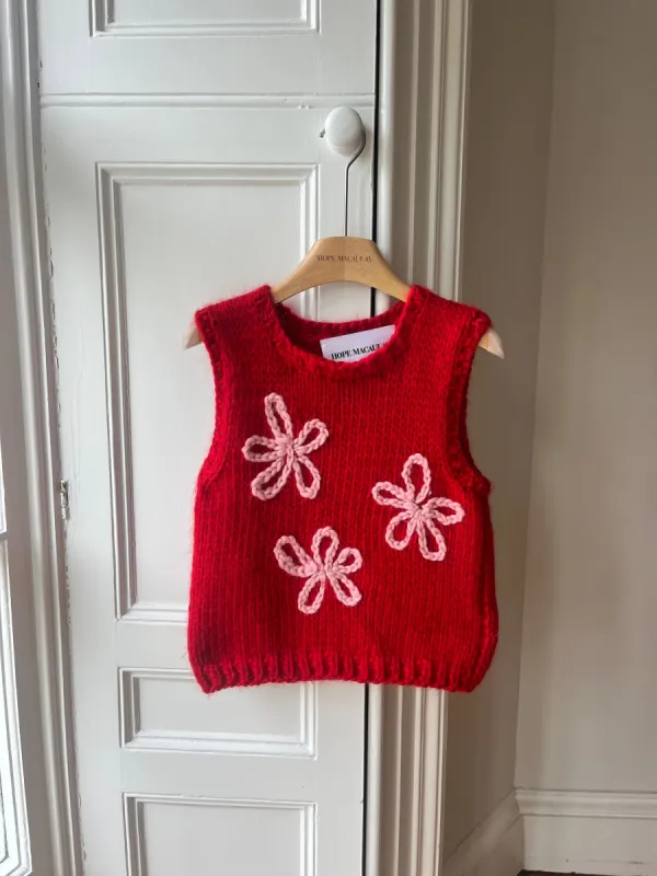 Red Floral Sweater Vest (Sample) sold by Hope Macaulay
