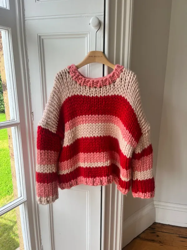 Red Stripe Chunky Knit Sweater (Sample) sold by Hope Macaulay