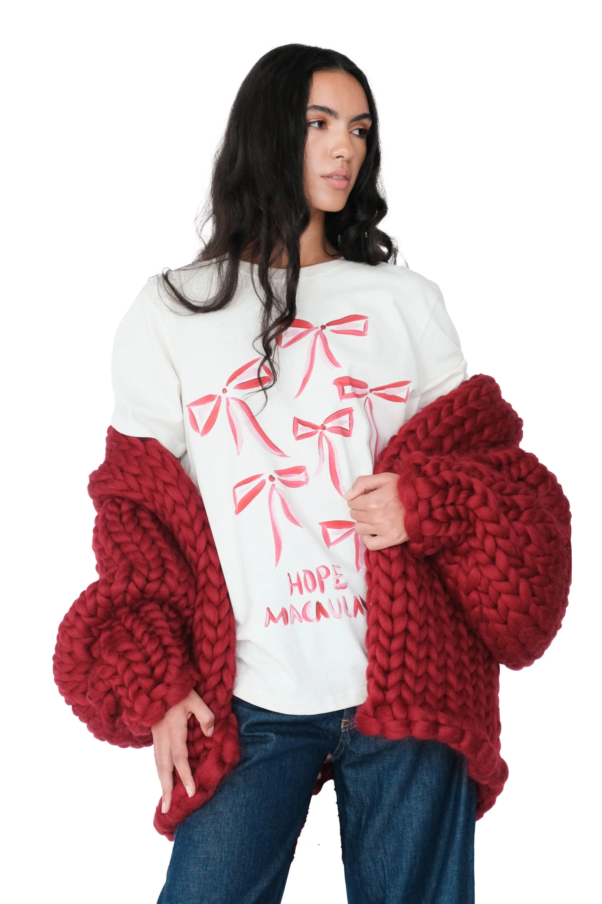 Burgundy Star Colossal Knit Cardigan sold by Hope Macaulay product image thumbnail 2