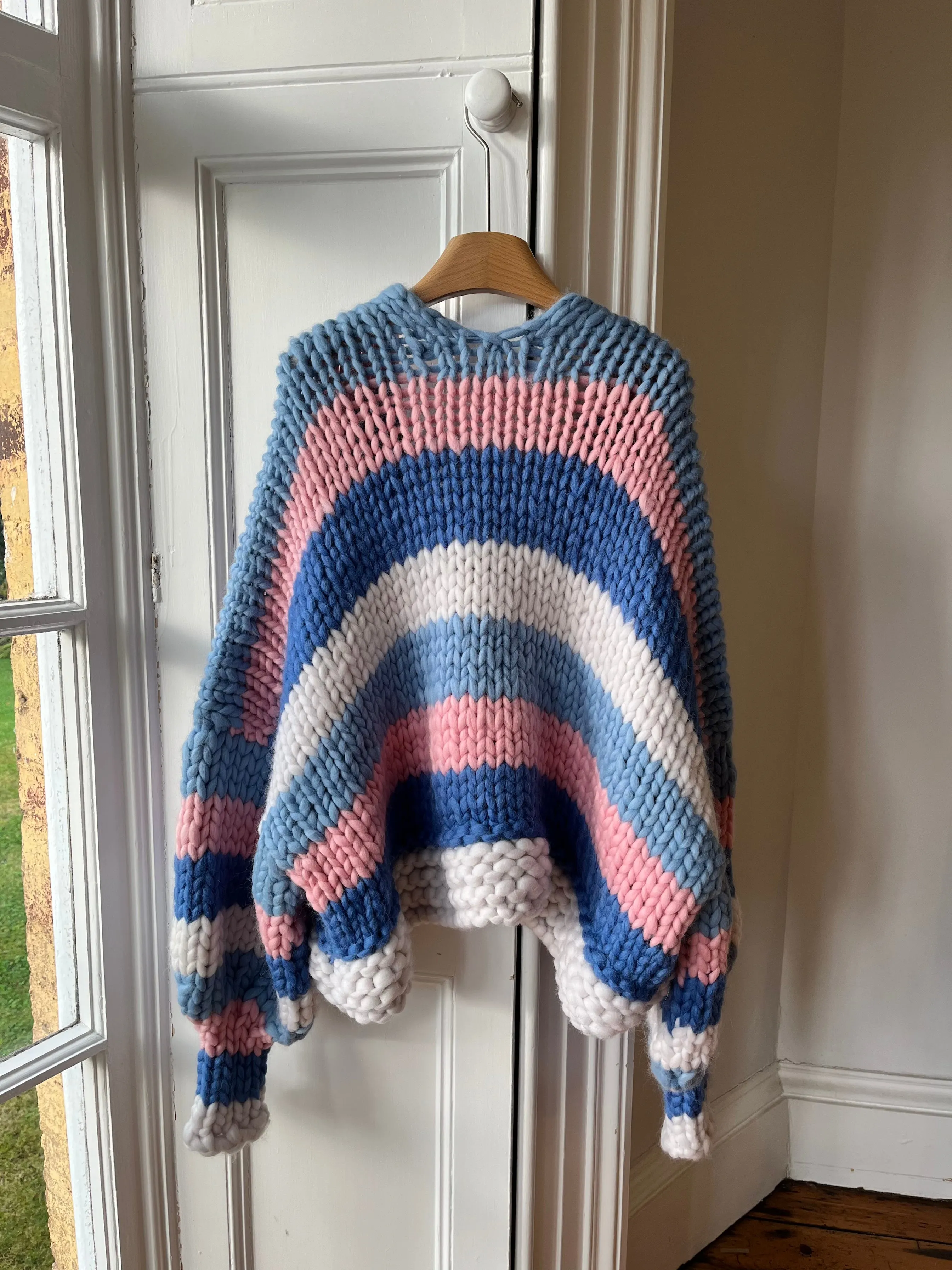 1of1 Pink and Blue Chunky Knit Cardigan S/M (Sample) sold by Hope Macaulay product image thumbnail 3