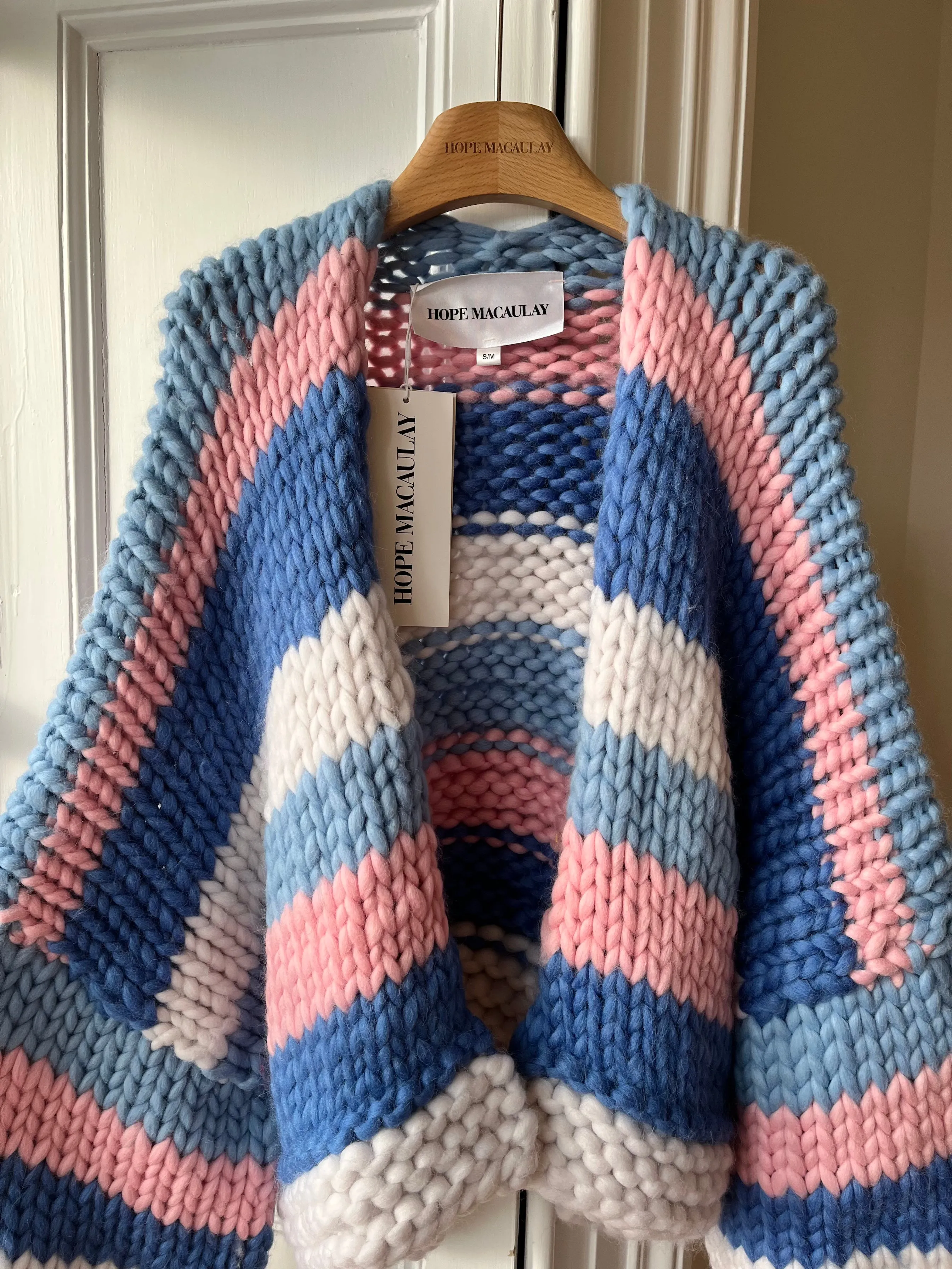 1of1 Pink and Blue Chunky Knit Cardigan S/M (Sample) sold by Hope Macaulay product image thumbnail 2