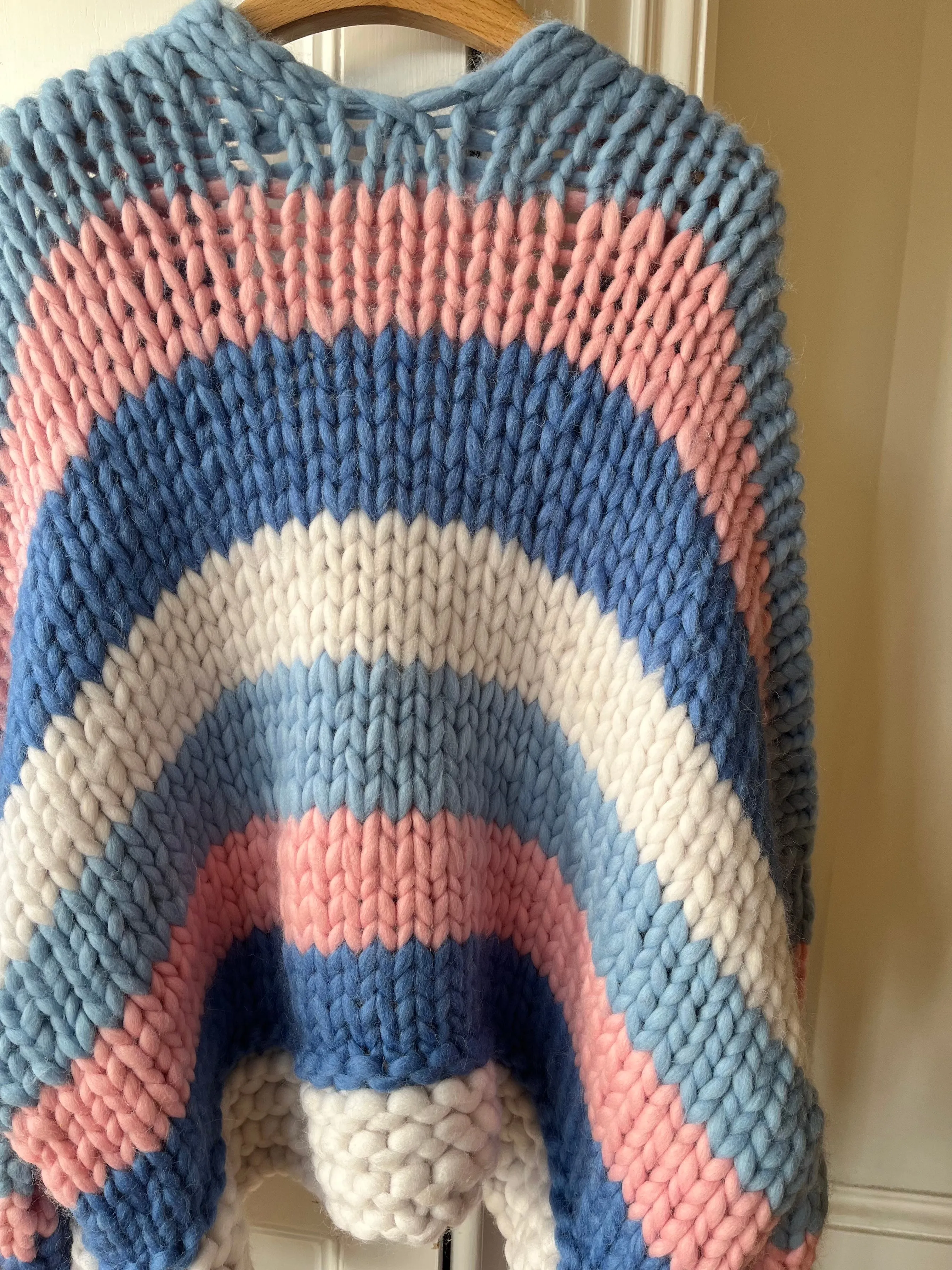 1of1 Pink and Blue Chunky Knit Cardigan S/M (Sample) sold by Hope Macaulay product image thumbnail 4