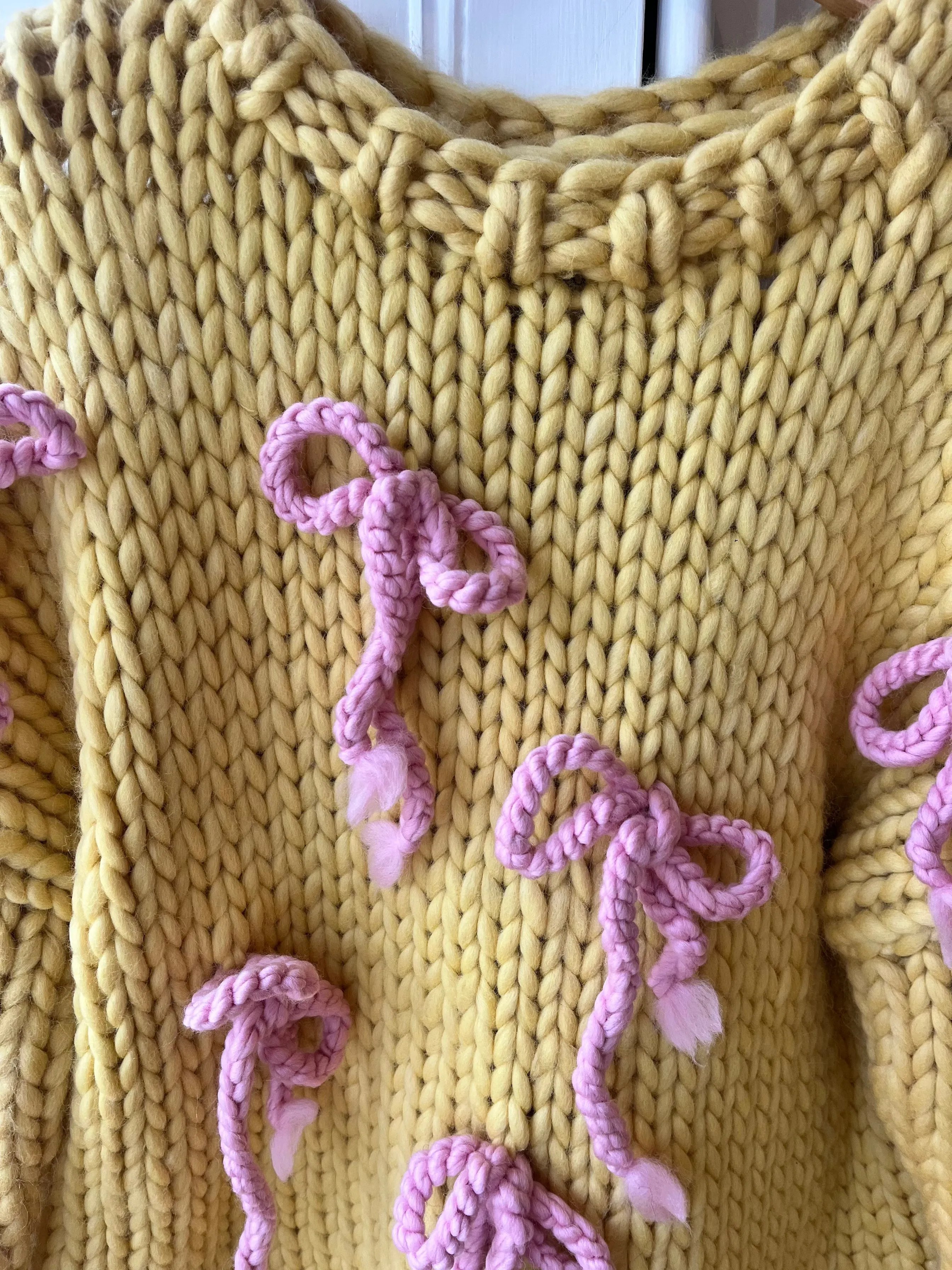 1of1 Yellow Chunky Bow Knit Sweater S/M (Sample) sold by Hope Macaulay product image thumbnail 3