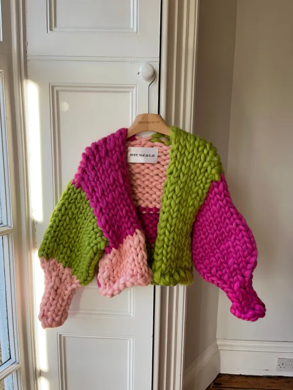 Raspberry and Olive Colossal Knit Cardigan XS/S #3 (Sample) sold by Hope Macaulay