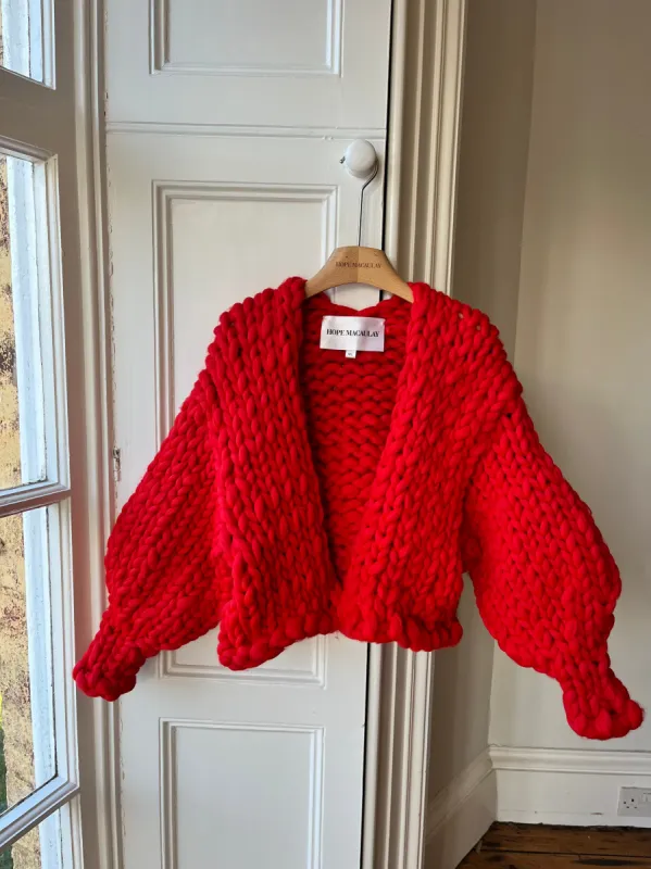 Red Colossal Knit Cardigan M/L (Limited Edition Wool Sample) sold by Hope Macaulay