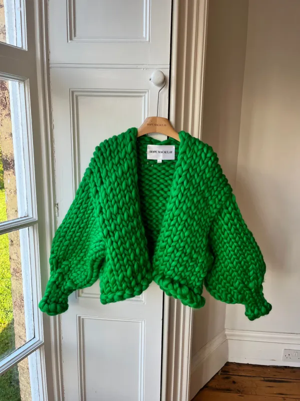 Emerald Green Colossal Knit Cardigan M/L (Sample) sold by Hope Macaulay