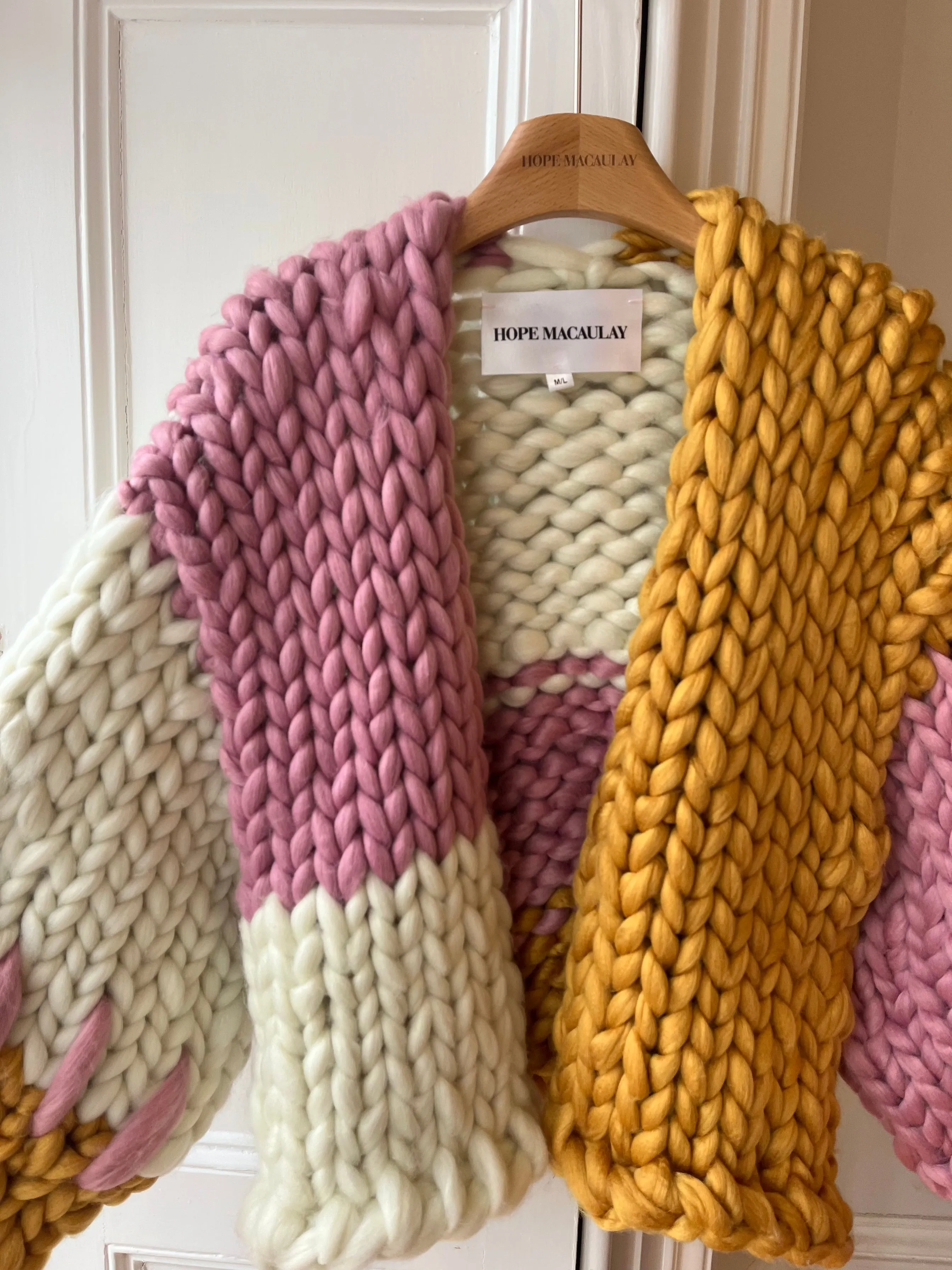 1of2 Pink, White and Amber Colossal Knit Cardigan M/L (Sample) sold by Hope Macaulay product image thumbnail 2