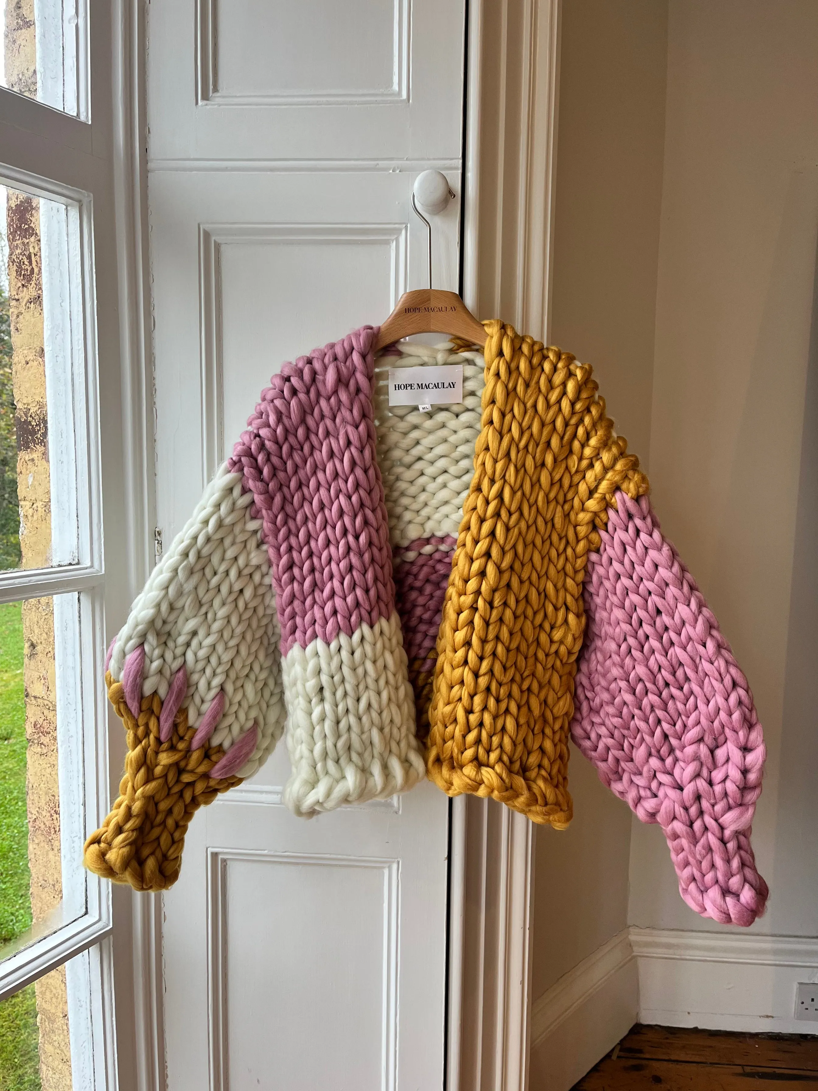 1of2 Pink, White and Amber Colossal Knit Cardigan M/L (Sample) sold by Hope Macaulay