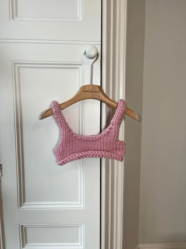 Pink Chunky Knit Bralette XS (Knitter Training Sample) sold by Hope Macaulay