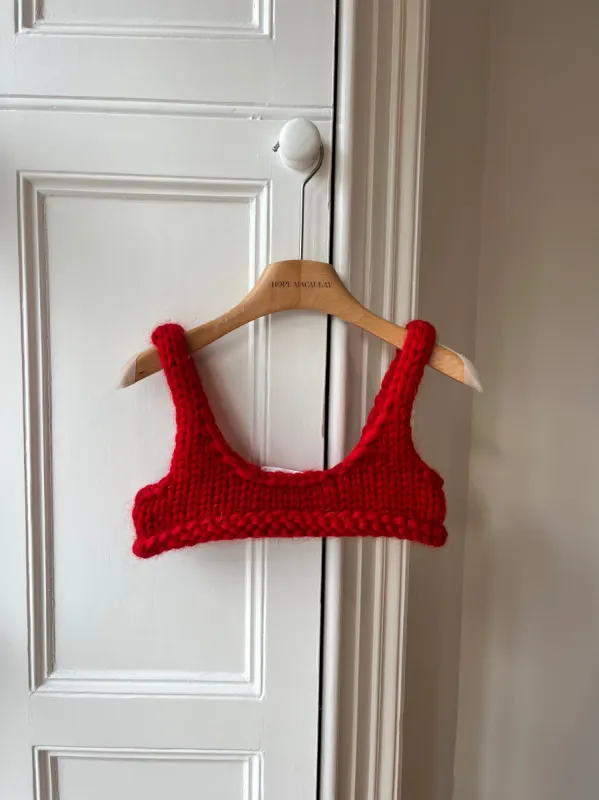 Red Chunky Knit Bralette M (Sample) sold by Hope Macaulay