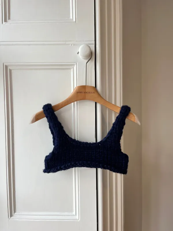 Navy Chunky Knit Bralette XS (Sample) sold by Hope Macaulay