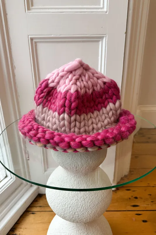 Pink Patchwork Colossal Knit Mushroom Hat (Sample) sold by Hope Macaulay
