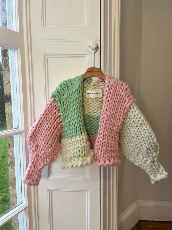 Pink, Cream and Mint Colossal Knit Cardigan S/M (Sample) sold by Hope Macaulay