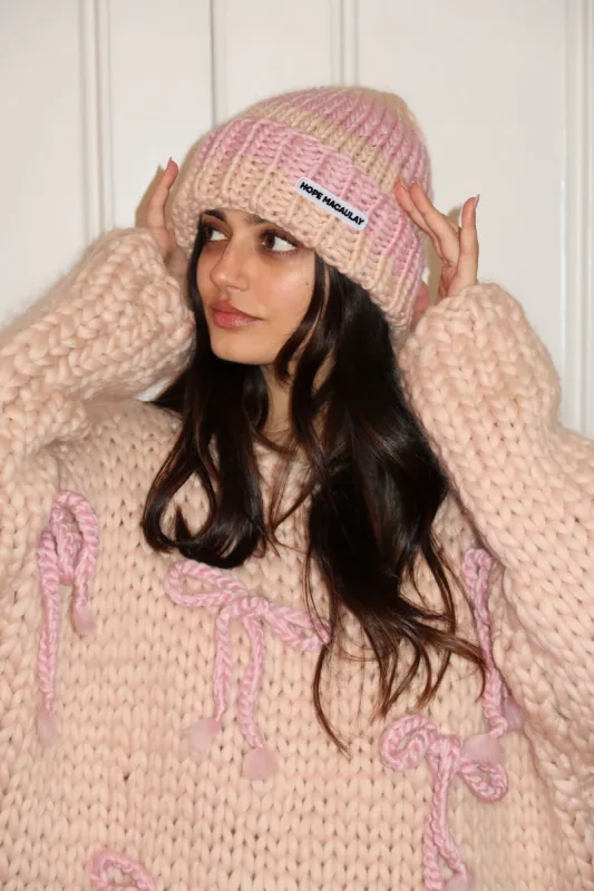 Pink and Cream Chunky Knit Hat sold by Hope Macaulay