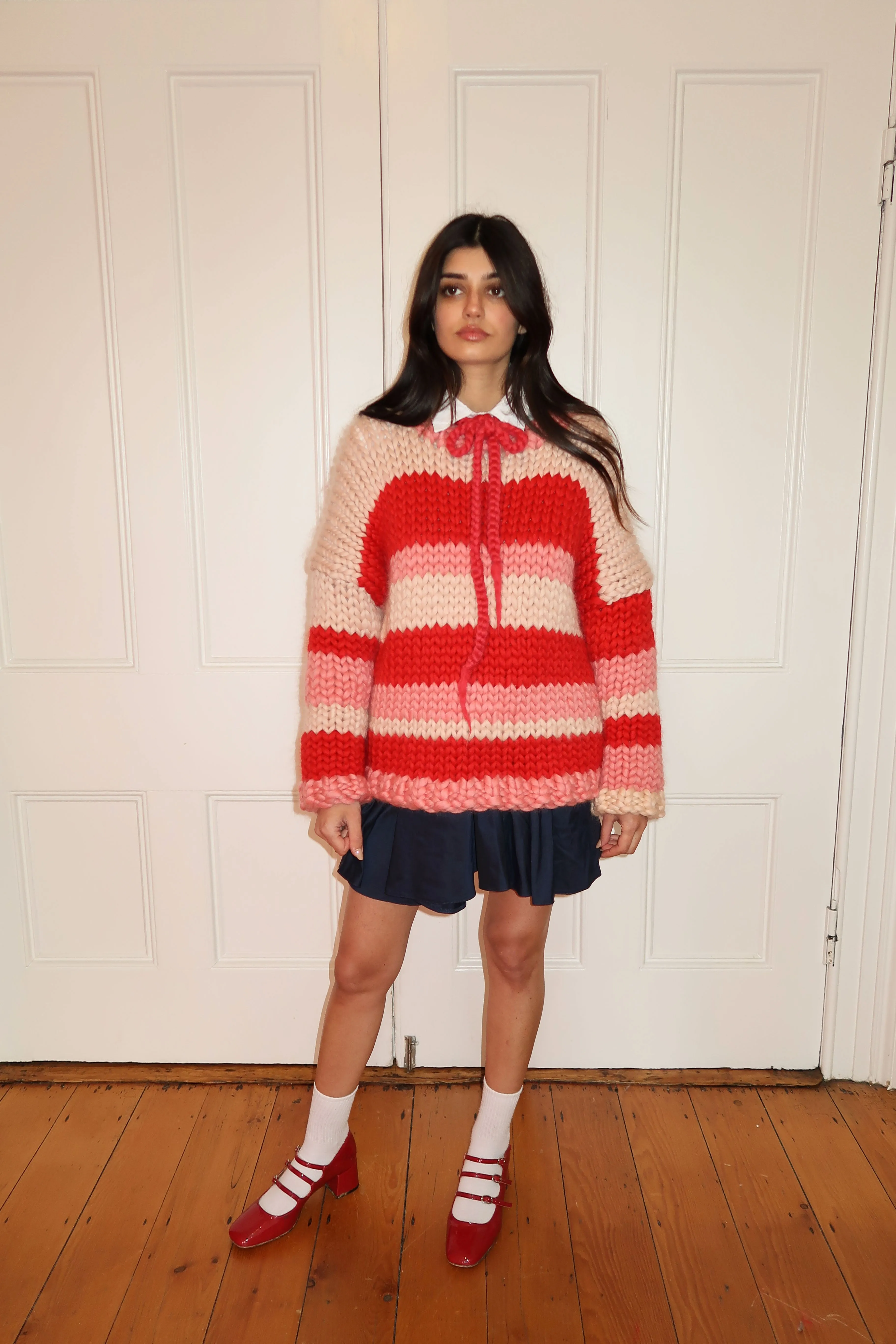 Red Stripe Chunky Knit Sweater sold by Hope Macaulay