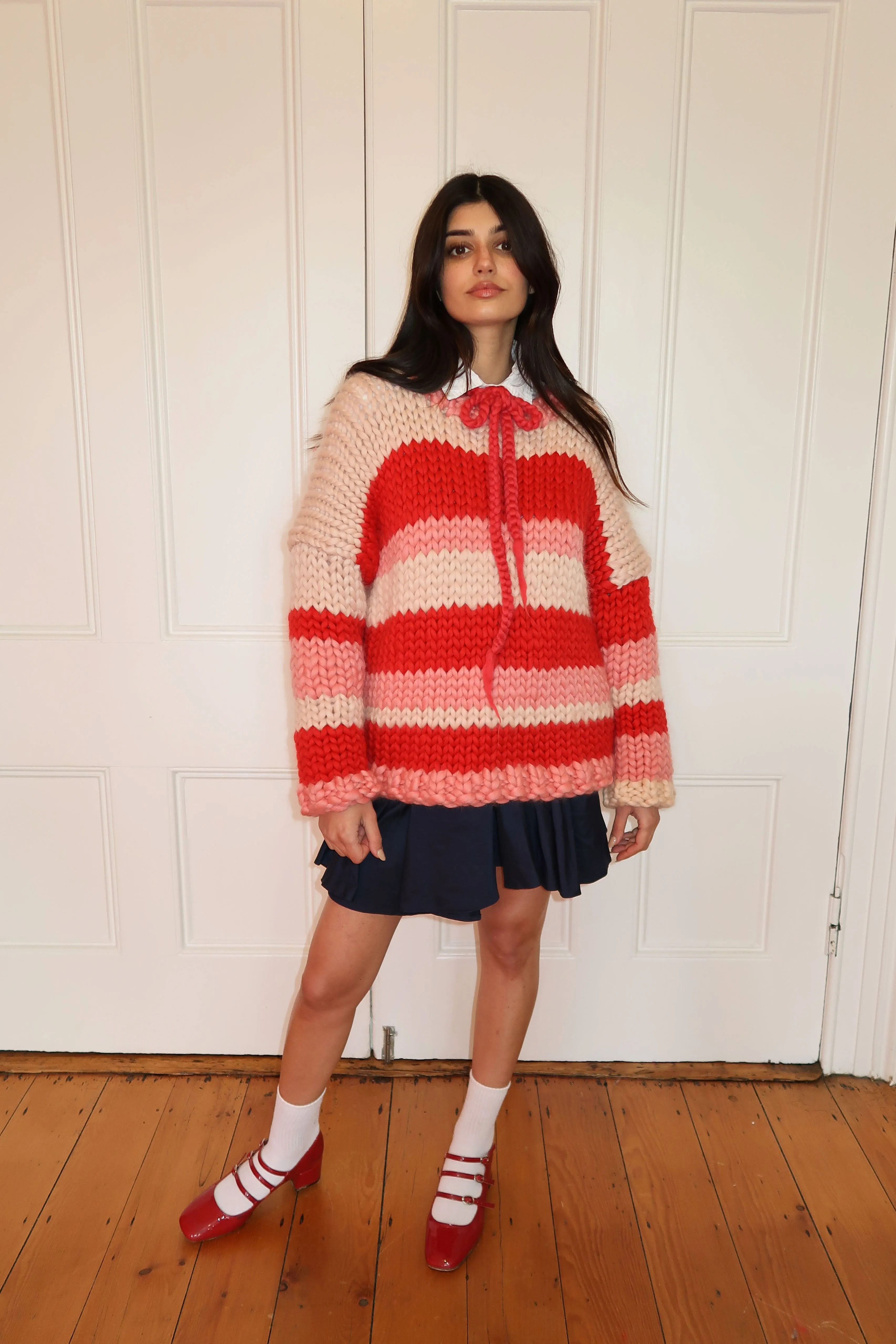 Red Stripe Chunky Knit Sweater sold by Hope Macaulay product image thumbnail 4