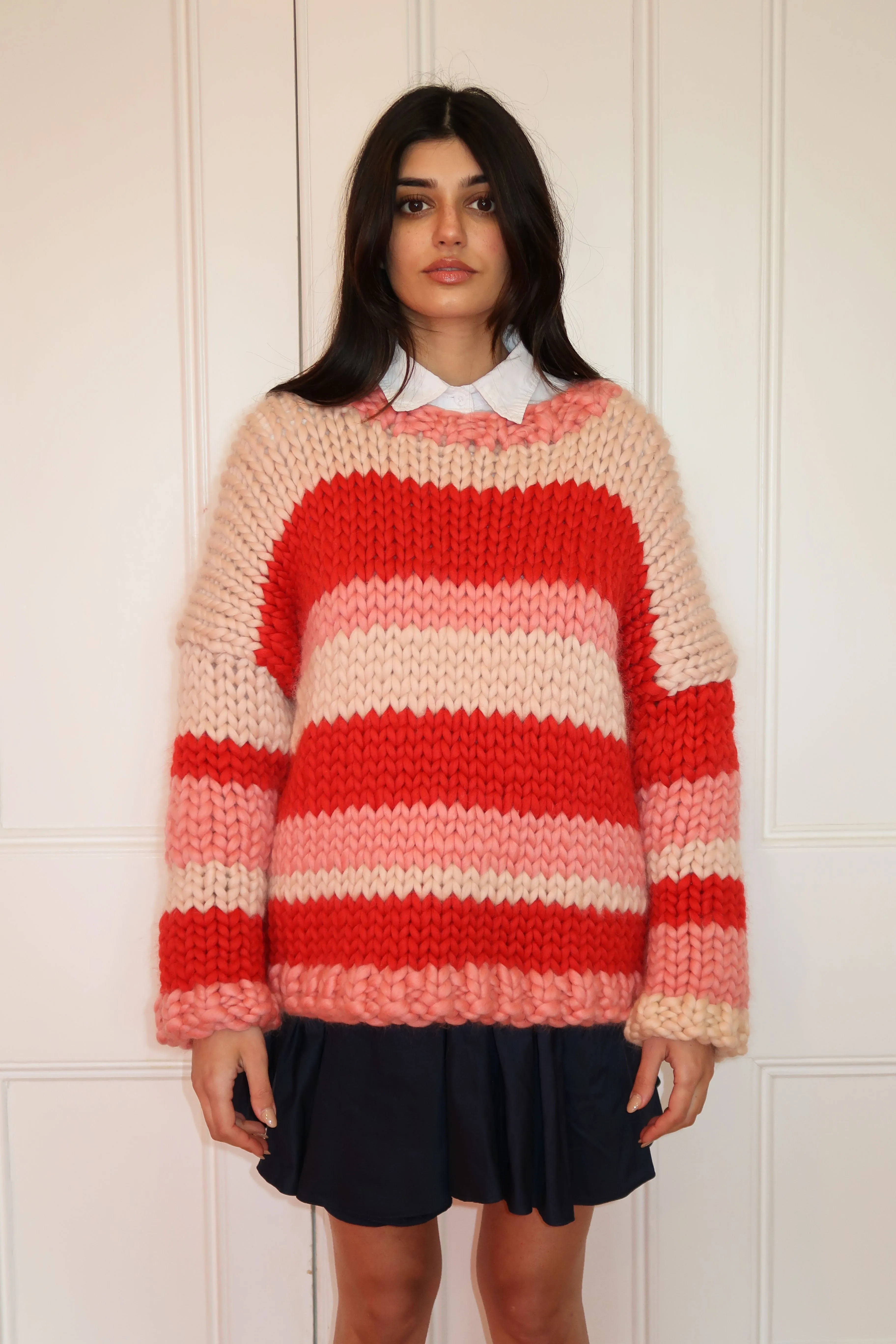 Red Stripe Chunky Knit Sweater sold by Hope Macaulay product image thumbnail 3