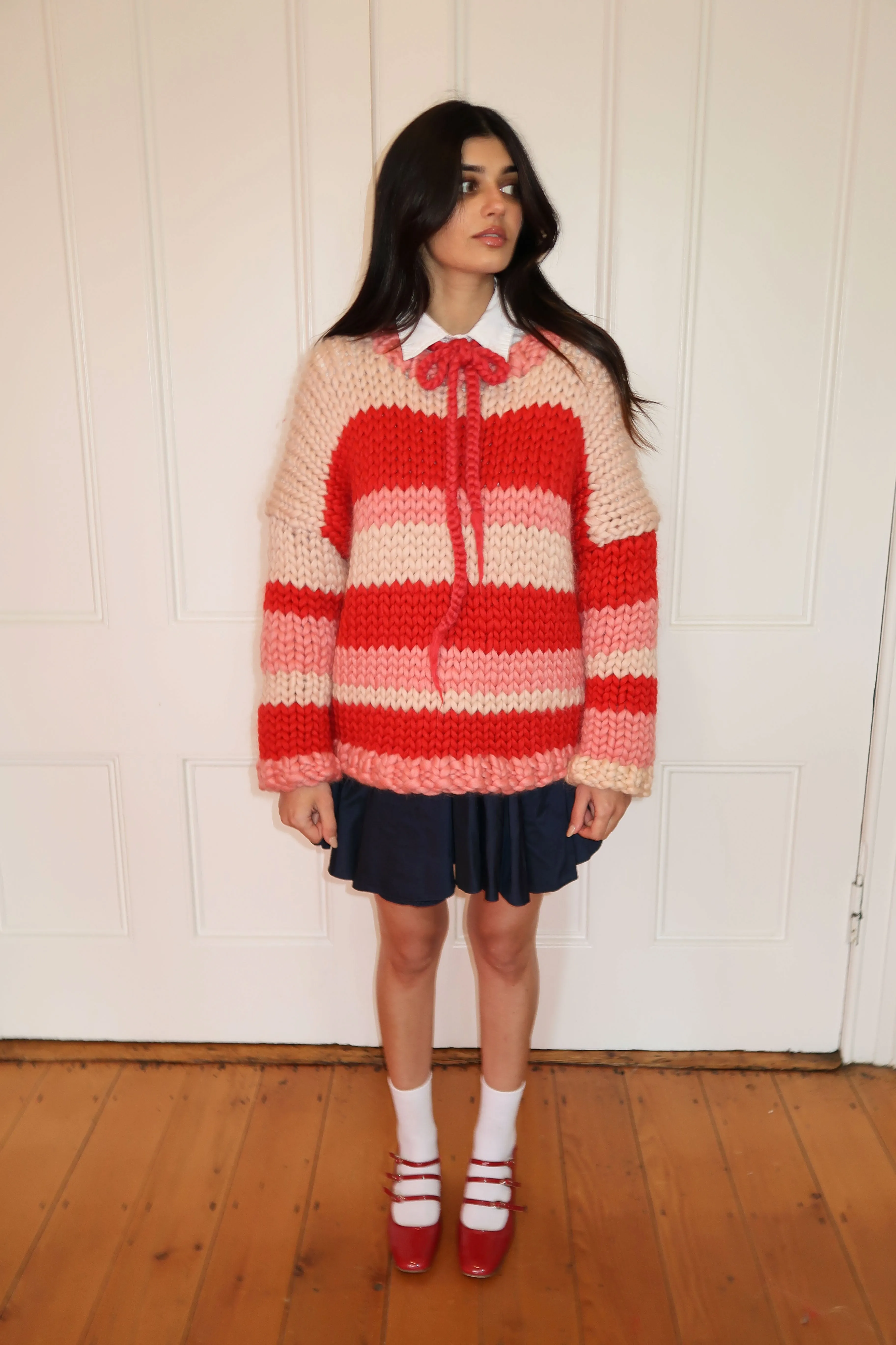Red Stripe Chunky Knit Sweater sold by Hope Macaulay product image thumbnail 2
