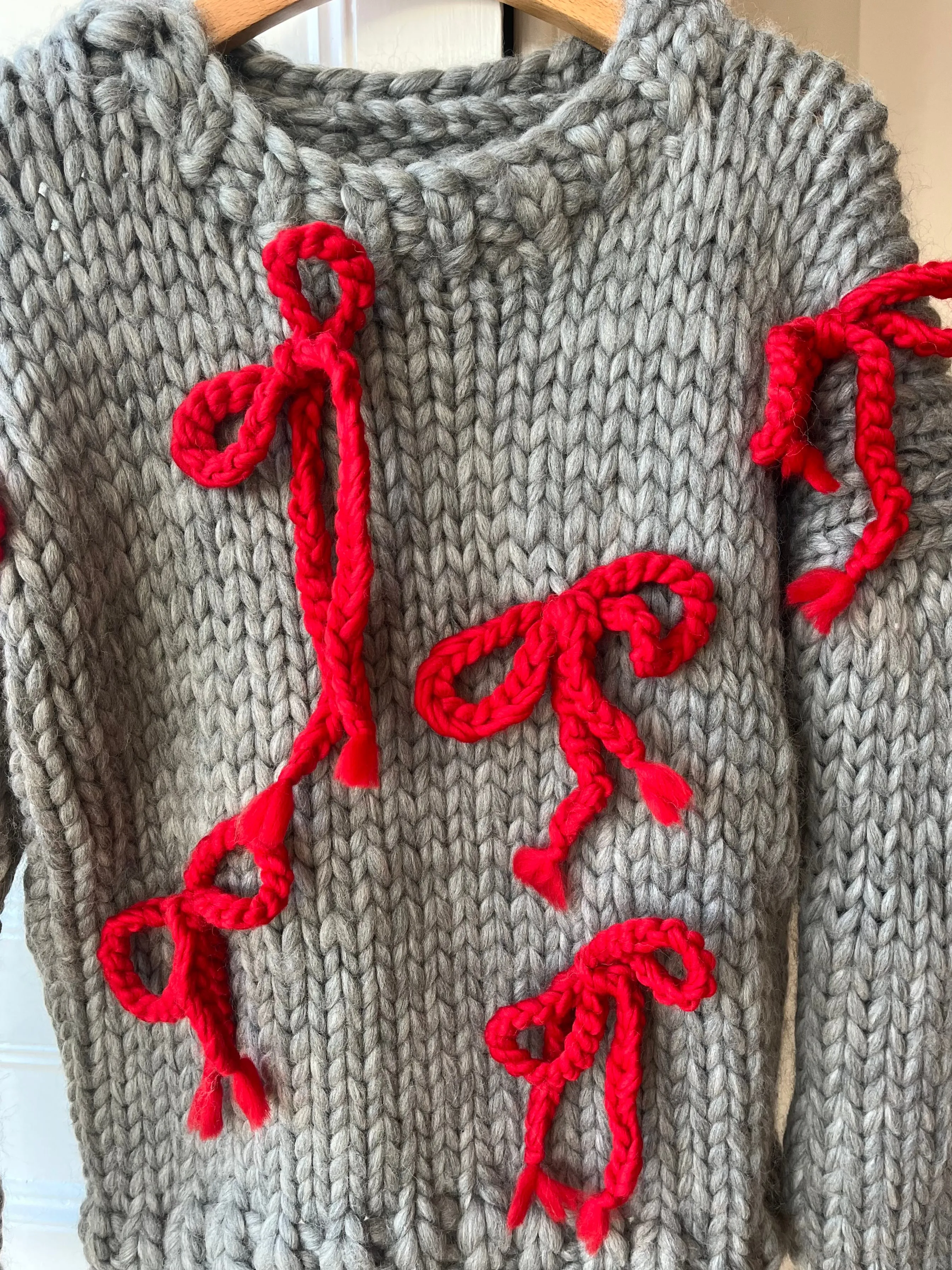 Grey Bow Chunky Knit Sweater M/L (Sample) sold by Hope Macaulay product image thumbnail 2
