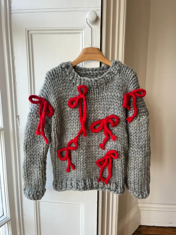 Grey Bow Chunky Knit Sweater M/L (Sample) sold by Hope Macaulay