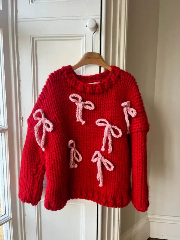 Red Bow Chunky Knit Sweater (Sample) sold by Hope Macaulay