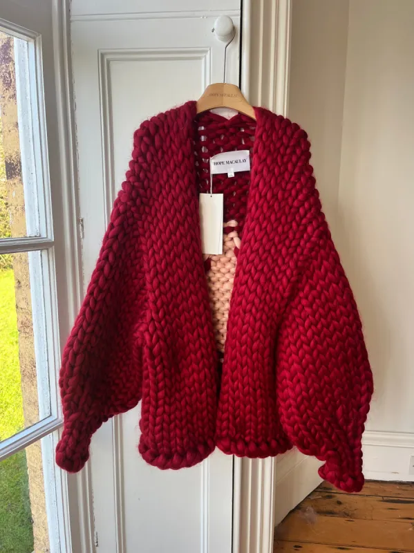 Burgundy Star Colossal Knit Cardigan (Sample) sold by Hope Macaulay
