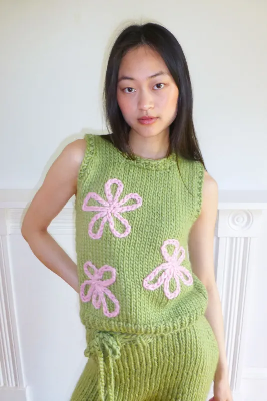 Sage Flower Knit Vest sold by Hope Macaulay
