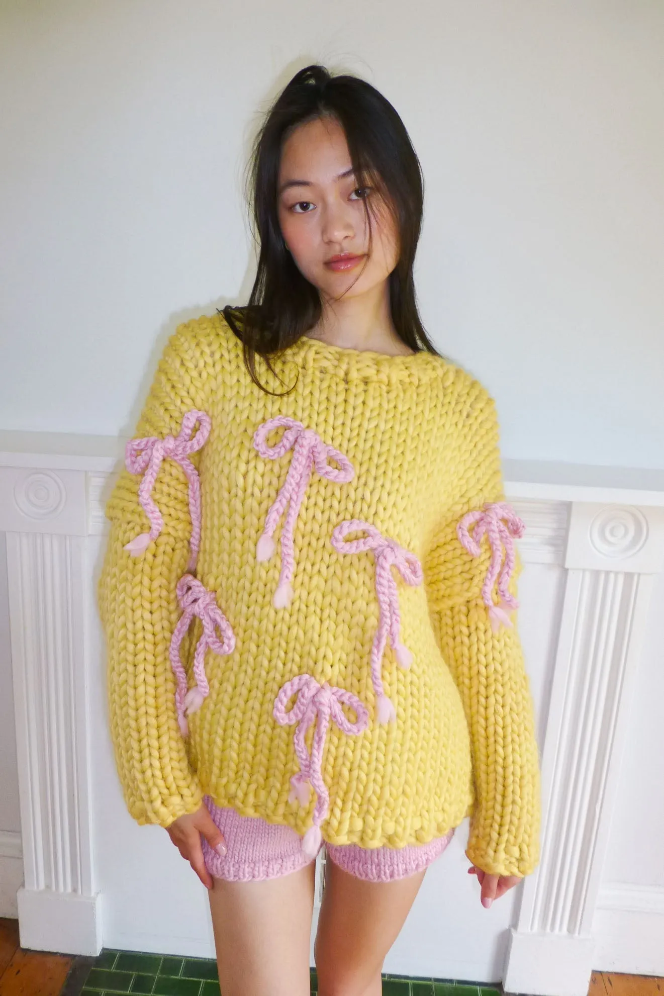 Yellow Chunky Bow Knit Sweater sold by Hope Macaulay product image thumbnail 5