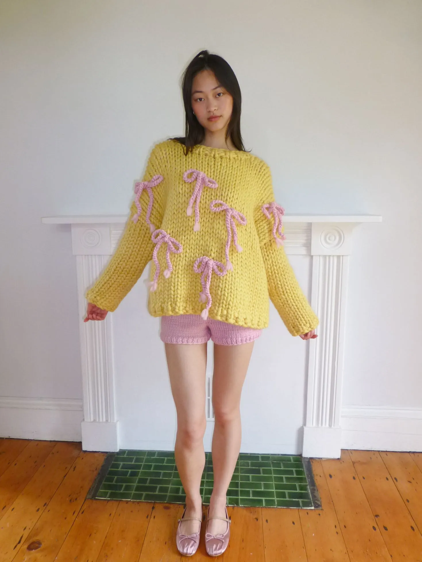 Yellow Chunky Bow Knit Sweater sold by Hope Macaulay product image thumbnail 2