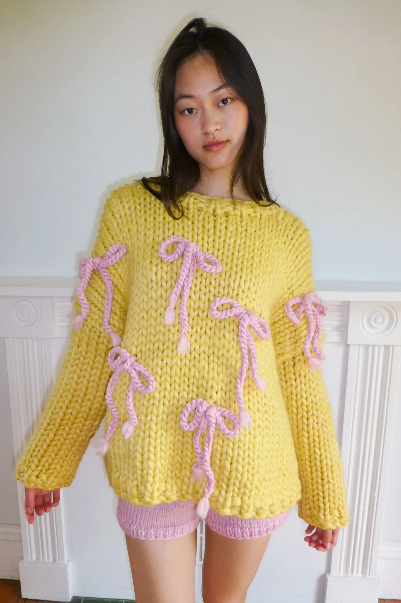 Yellow Chunky Bow Knit Sweater sold by Hope Macaulay product image thumbnail 4
